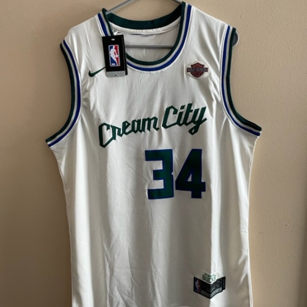 Milwaukee Bucks Giannis Antetokounmpo Nike Cream City Jersey